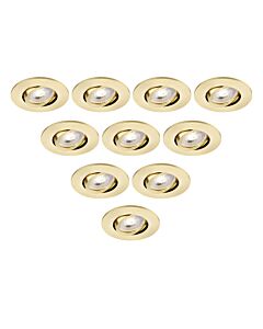 Saxby Lighting - Set of 10 Saxby ShieldONE 75 - 113316 & 113320 - Satin Brass Tilt Recessed Fire Rated Ceiling Downlights