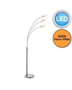 Endon Lighting - Jaspa - 76567 - LED Satin Nickel White Glass 3 Light Floor Lamp