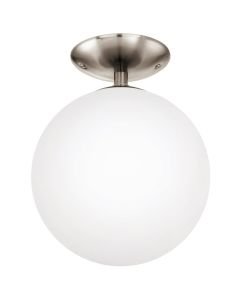 Eglo Lighting - Rondo - 91589 - Satin Nickel White Glass Flush Ceiling Light