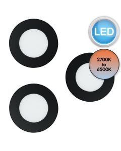 Eglo Lighting - Set of 3 Fueva-Z - 900105 - LED Black White IP44 Bathroom Recessed Ceiling Downlights