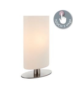 Endon Lighting - Palmer - 68492 - Satin Nickel Opal Glass Touch Table Lamp