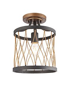 Endon Lighting - Heston - 61497 - Black Antique Bronze Flush Ceiling Light