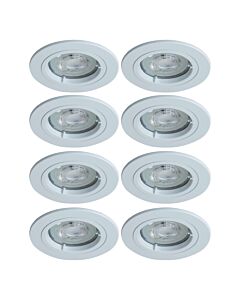 Set of 8 - White GU10 Fixed Recessed Downlights