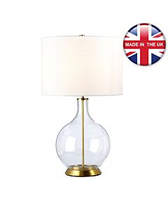 Elstead Lighting - Orb - ORB-CLEAR-AB-WHT - Aged Brass Clear Glass White Table Lamp With Shade