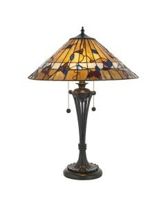 Interiors 1900 - Bernwood - 63951 - Dark Bronze Tiffany Glass 2 Light Table Lamp