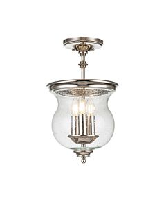 Feiss Lighting - Pickering Lane - FE-PICKERING-LANE-SF-PN - Nickel Clear Seeded Glass 3 Light Flush Ceiling Light