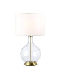 Elstead Lighting - Orb - ORB-CLEAR-AB-WHT - Aged Brass Clear Glass White Table Lamp With Shade
