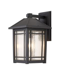 Quoizel Lighting - Cedar Point - QZ-CEDAR-POINT-L-BK - Black Clear Seeded Glass IP44 Outdoor Wall Light