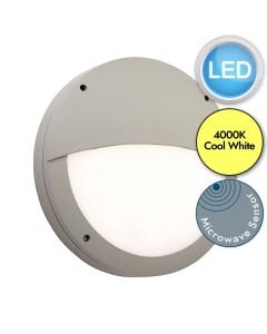 Saxby Lighting - Luik - 61649 & 72180 - LED Grey Opal Microwave 18w Gear Tray Eyelid Casing Outdoor Sensor Bulkhead Light