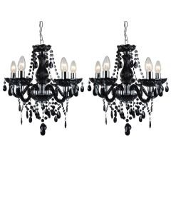 Set of 2 Black and Chrome Marie Therese Style 5 x 40W Chandelier