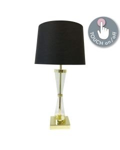 Gold Plated Table Touch Light with Black Cotton Fabric Shade