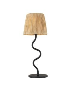 Endon Lighting - Wriggle - 100958 - Black Natural Raffia Table Lamp With Shade