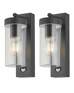 Set of 2 Hadron - Black Motion Sensor Outdoor Wall Lights