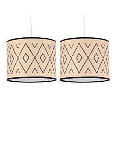 Set of 2 Aztec - 25cm Natural Pendant Shades