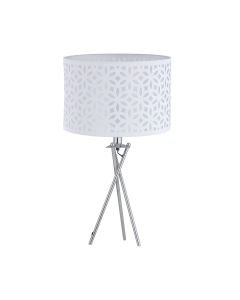 Chrome Tripod Table Lamp with White Laser Cut Shade