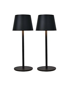 Set of 2 Roble - LED Black Clear IP54 Outdoor Portable Lamps