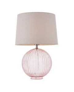 Endon Lighting - Jemma - 92901 - Dusky Pink Glass Natural Table Lamp With Shade