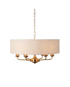 Endon Lighting - Highclere - 110722 - Vintage Brass Natural 6 Light Ceiling Pendant Light