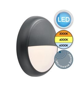 Saxby Lighting - Hero - 95552 & 95541 - LED Anthracite Opal IP65 Microwave Eyelid Bezel Outdoor Sensor Bulkhead Light