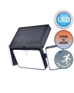 Lutec Connect - Tuda - 6935502330 - LED Black Clear 3 Light IP44 Solar Outdoor Sensor Floodlight