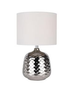 Chrome Ceramic Dimple Table Lamp with White Shade