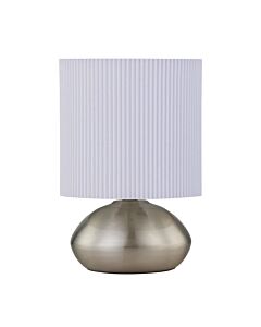 Jenson - Brushed Chrome Touch Table Lamp with White Pleated Shade