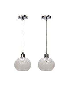 Set of 2 Confetti - Glass Globe with Chrome Pendant Fittings