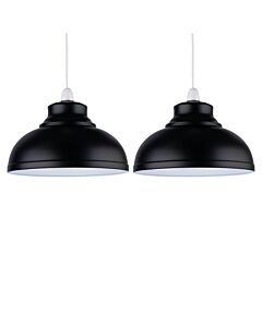Set of 2 Dome - Black Easy Fit Metal Pendant Shades