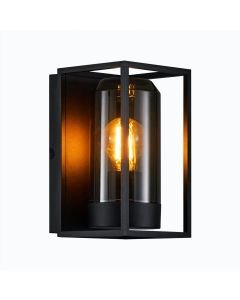 Nordlux - Griffin - 2218131047 - Black Smoked IP44 Outdoor Half Lantern Wall Light