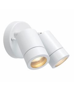 Saxby Lighting - Palin - 75444 - White Clear Glass 2 Light IP44 Outdoor Wall Spotlight