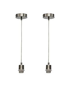 Set of 2 Carss - Satin Nickel Ceiling Pendant Suspension Kits for Easy Fit Shades