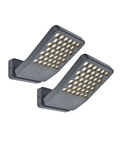 Set of 2 Atlantis - LED Dark Grey Clear IP54 Medium Outdoor Floodlights