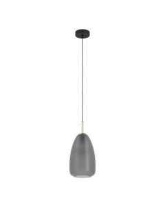 Eglo Lighting - Alobrase - 900506 - Black Brushed Brass Grey Glass Ceiling Pendant Light