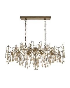 Coleman - Aged Gold Clear Champagne Glass 6 Light Bar Ceiling Pendant Light