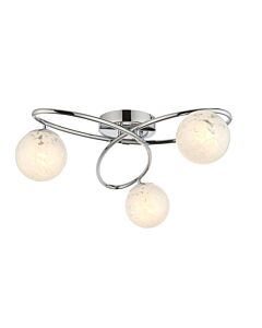 Endon Lighting - Quay - 97230 - Chrome White Glass 3 Light Flush Ceiling Light