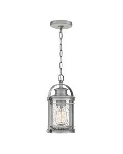 Quintiesse - Booker - QN-BOOKER8-S-IA - Industrial Aluminium Clear Seeded Glass IP44 Outdoor Ceiling Pendant Light