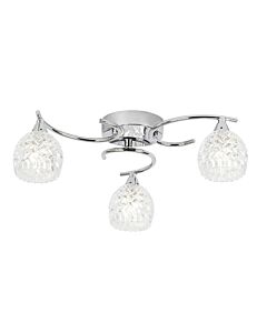 Endon Lighting - Boyer - BOYER-3CH - Chrome Clear Glass 3 Light Flush Ceiling Light