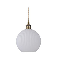 Betchley - Antique Brass Braided Pendant with White Ribbed Glass Shade