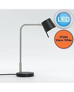 Astro Lighting - Miura - 1444007 & 5018052 - LED Nickel Black Table Lamp With Shade