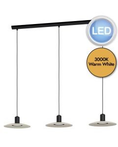 Eglo Lighting - Mayazes - 39912 - LED Black Wood 3 Light Bar Ceiling Pendant Light