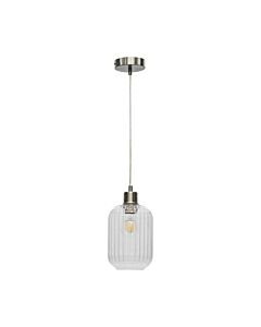 Batley - Clear Ribbed Glass with Satin Nickel Pendant Fitting
