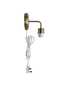 Toby - Antique Brass Plug in Wall Light Fitting Glass Not Included