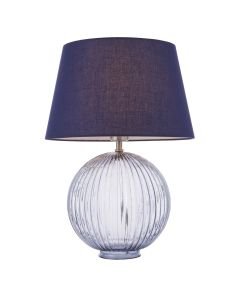 Endon Lighting - Jemma - 92906 - Smoked Glass Navy Blue Table Lamp With Shade