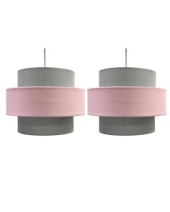 Pair of Pink and Grey Two Tier Light Shades