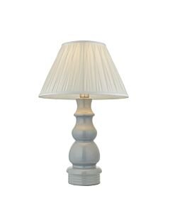 Endon Lighting - Provence - 103378 - Blue Grey Satin Nickel Ivory Ceramic Table Lamp With Shade