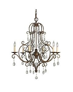 Feiss Lighting - Chateau - FE-CHATEAU6 - Bronze Clear Crystal Glass 6 Light Chandelier