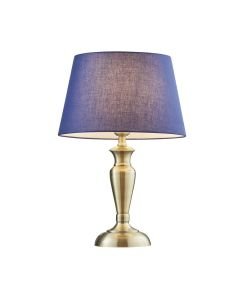 Endon Lighting - Oslo - 91095 - Antique Brass Navy Blue Table Lamp With Shade