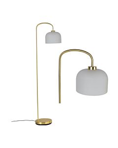 Victoria - Satin Brass Floor Lamp with Frosted Glass Shade
