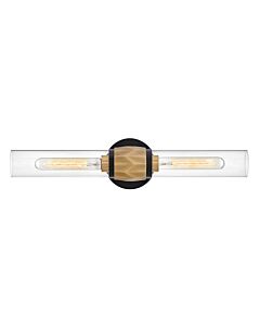 Hinkley Lighting - Ellison - HK-ELLISON2-BK-HB - Black Heritage Brass Clear Glass 2 Light IP44 Bathroom Wall Light