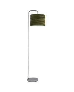 Chrome Arched Floor Lamp with Green Crushed Velvet Shade